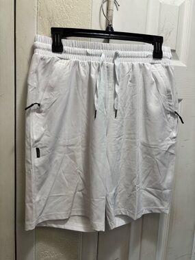 Santiny Men's White Athletic Drawstring Shorts